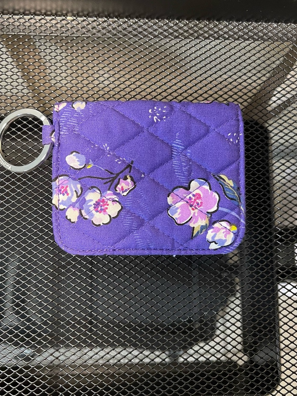 Vera Bradley Quilted Purple Floral Key Ring Wallet